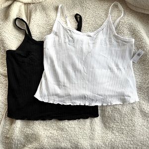 Two pack ribbed black and white tank tops